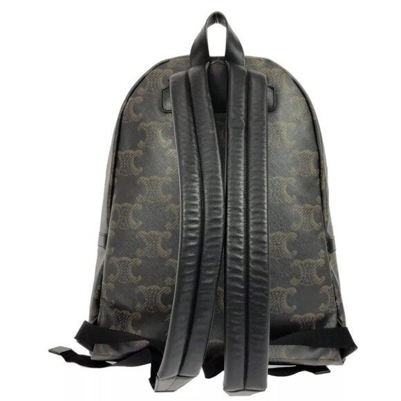 Auth CELINE Medium Backpack/Triomphe Canvas XL Black .38SI Dark Brown - - Picture 3 of 15